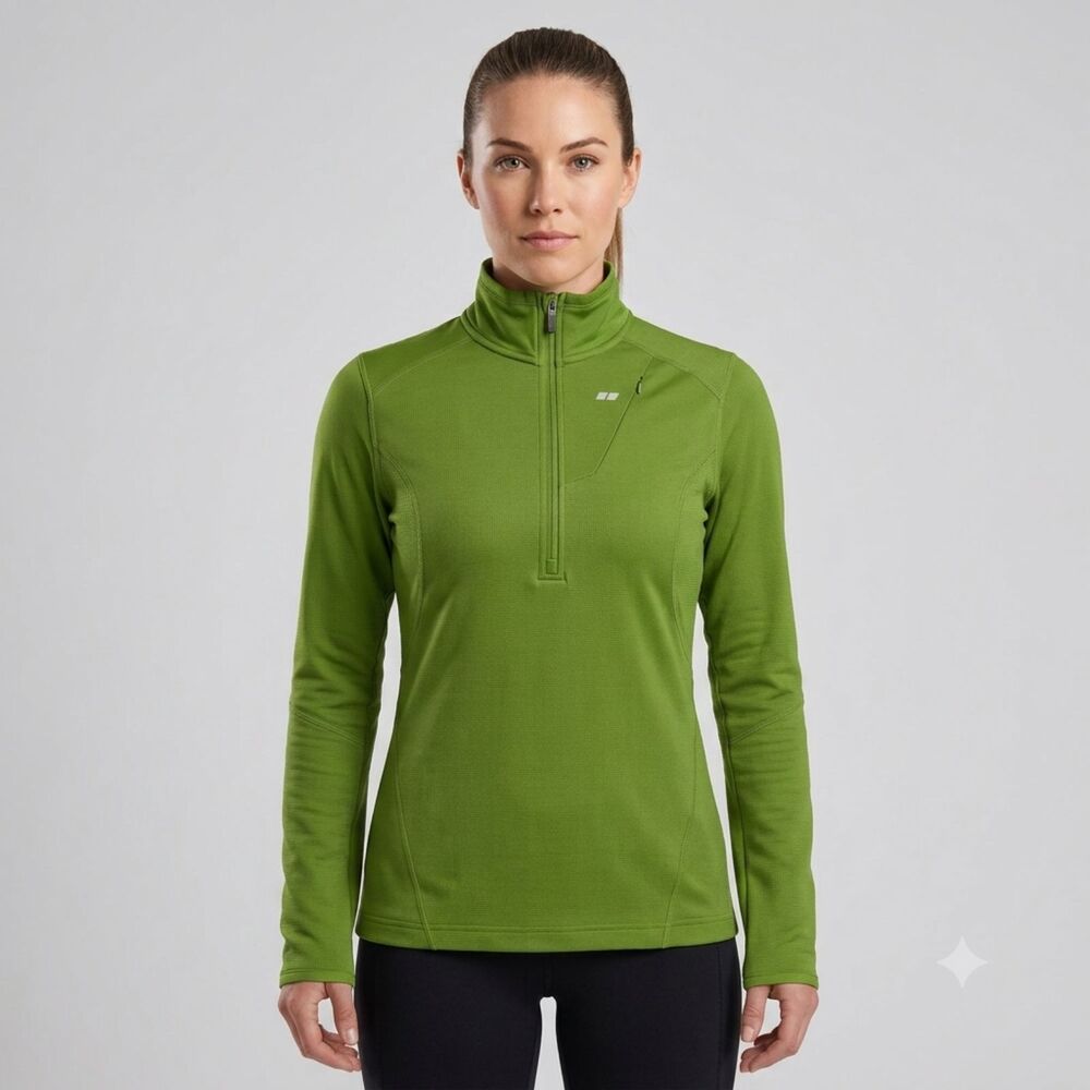 Koppen Women Green Zip Running Jacket Long Sleeve Athletic Workout Medium M